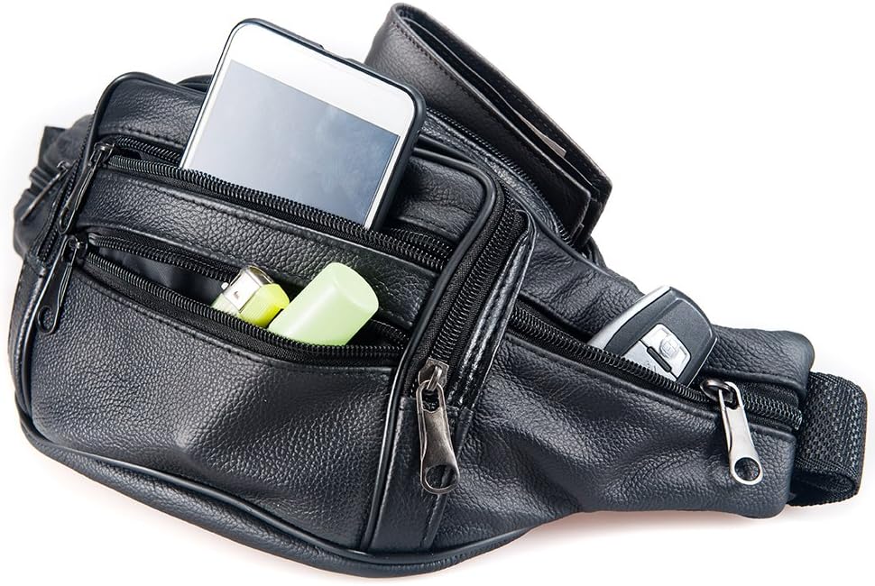Fanny Pack Outdoor travel leather Fanny pack,Cowhide Leather Large Size 7 Pockets waist bag.Suitable for outdoor mountaineering, travel, camping, cycling, running, etc. - Image 4